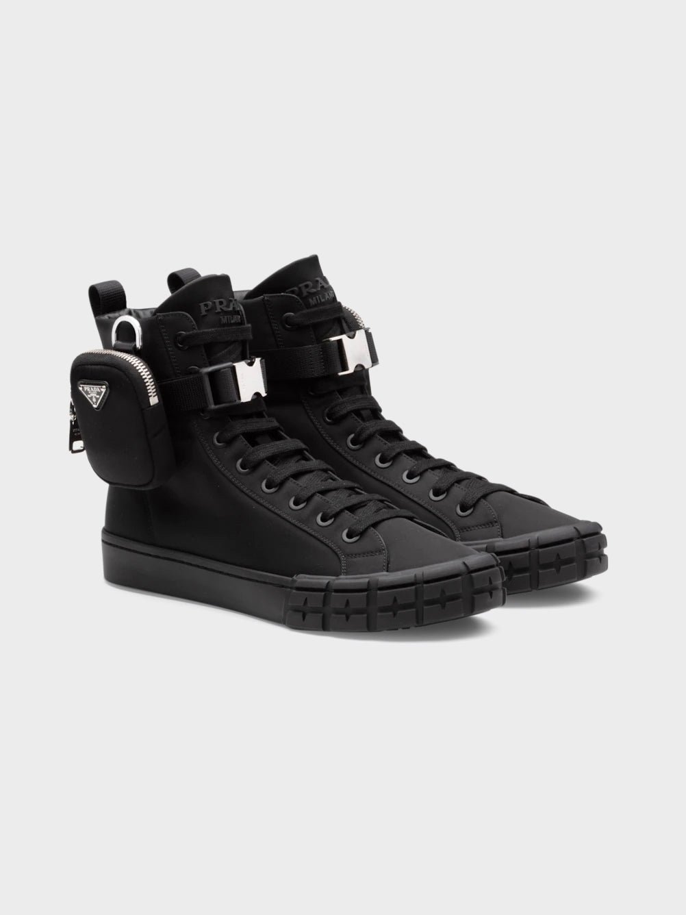 Buy Prada Nylon Zip-Pouch High Sneakers Online at Groupie Buy Prada Nylon Zip-Pouch High Sneakers Online at Groupie